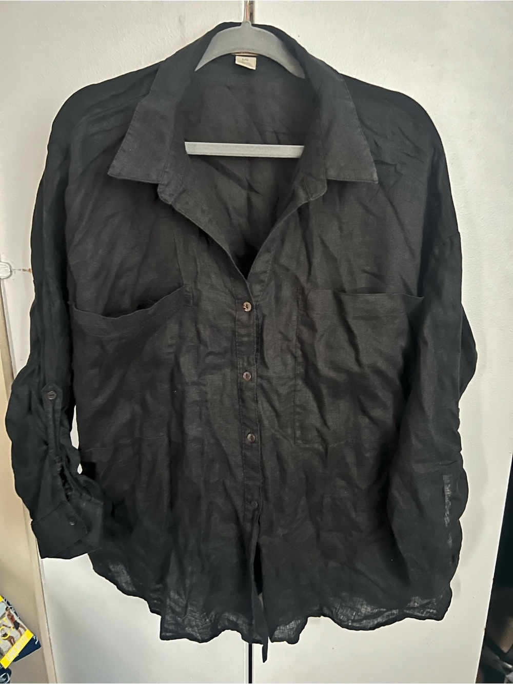 Magaschoni Woman’s Black linen blouse L